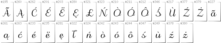 Kashubian - Additional glyphs in font Odstemplik