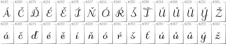 Czech - Additional glyphs in font Odstemplik