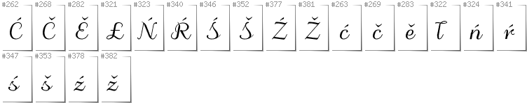 Lower Sorbian - Additional glyphs in font Odstemplik