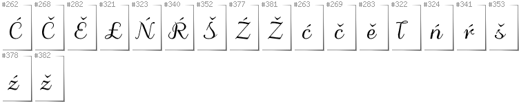Upper Sorbian - Additional glyphs in font Odstemplik