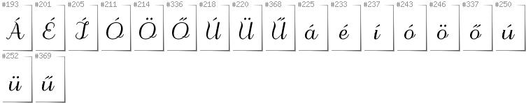 Hungarian - Additional glyphs in font Odstemplik