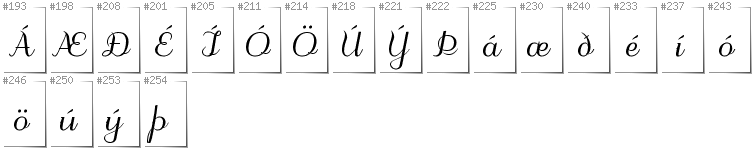 Icelandic - Additional glyphs in font Odstemplik