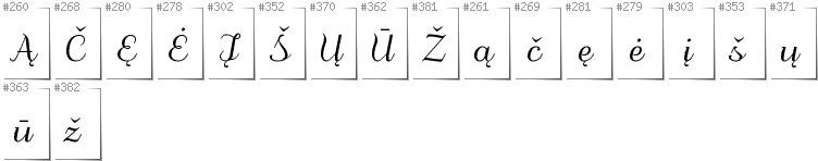Lithuanian - Additional glyphs in font Odstemplik