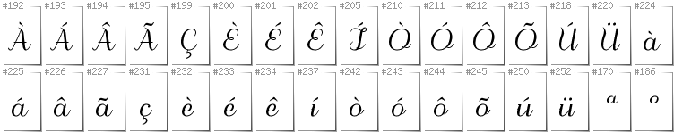 Portugese - Additional glyphs in font Odstemplik