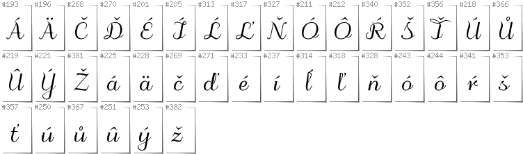 Slovakian - Additional glyphs in font Odstemplik