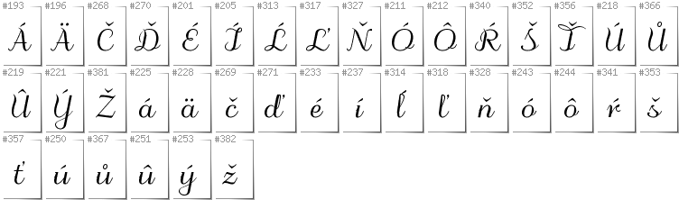 Slowakisch - Zusätzliche Zeichen in der Schrift Odstemplik