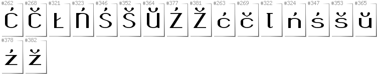 Weißrussisch Lacinka - Zusätzliche Zeichen in der Schrift Okolaks