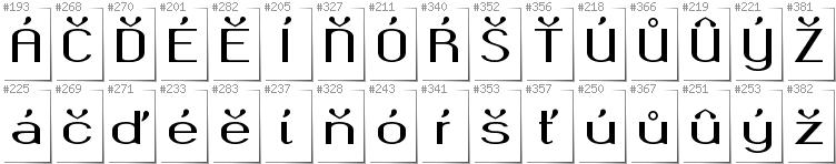 Czech - Additional glyphs in font Okolaks