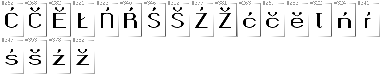 Lower Sorbian - Additional glyphs in font Okolaks