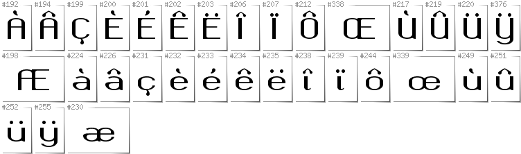 French - Additional glyphs in font Okolaks