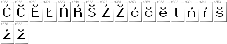 Upper Sorbian - Additional glyphs in font Okolaks