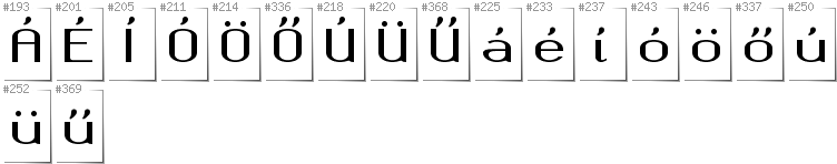Hungarian - Additional glyphs in font Okolaks