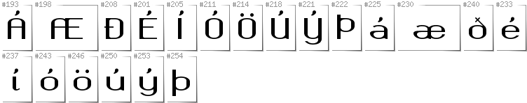Icelandic - Additional glyphs in font Okolaks