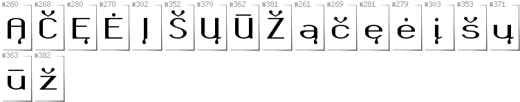 Litauisch - Zusätzliche Zeichen in der Schrift Okolaks