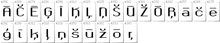 Latvian - Additional glyphs in font Okolaks