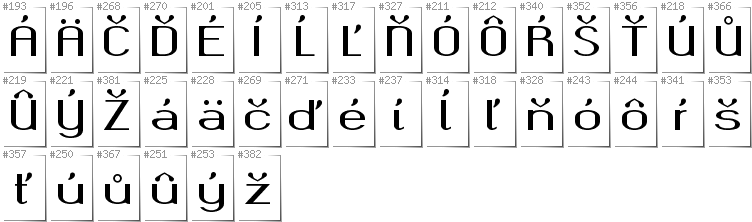 Slovakian - Additional glyphs in font Okolaks