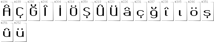 Turkish - Additional glyphs in font Okolaks