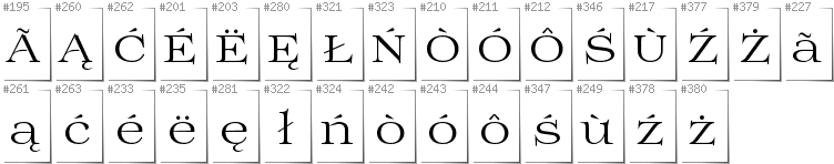 Kashubian - Additional glyphs in font Prida01