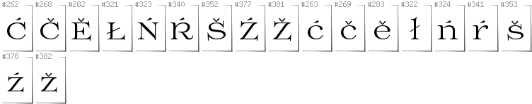 Upper Sorbian - Additional glyphs in font Prida01