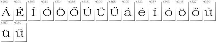 Hungarian - Additional glyphs in font Prida01