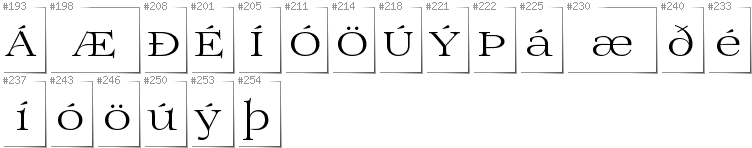 Icelandic - Additional glyphs in font Prida01