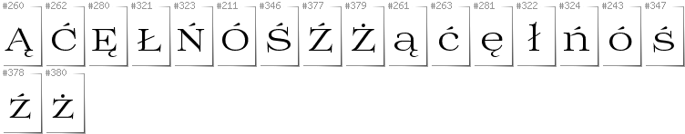 Polish - Additional glyphs in font Prida01