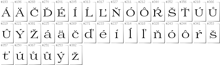 Slowakisch - Zusätzliche Zeichen in der Schrift Prida01