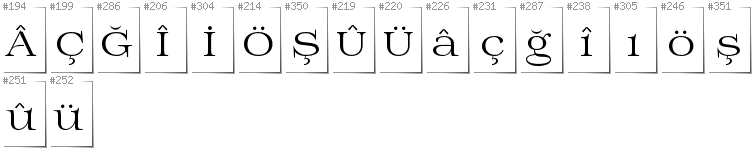 Türkisch - Zusätzliche Zeichen in der Schrift Prida01