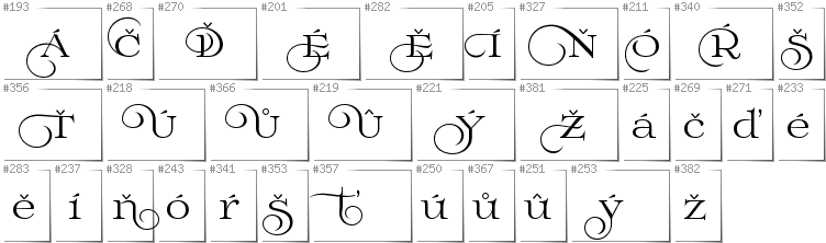 Czech - Additional glyphs in font Prida02Calt