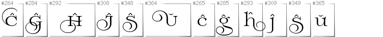 Esperanto - Additional glyphs in font Prida02Calt