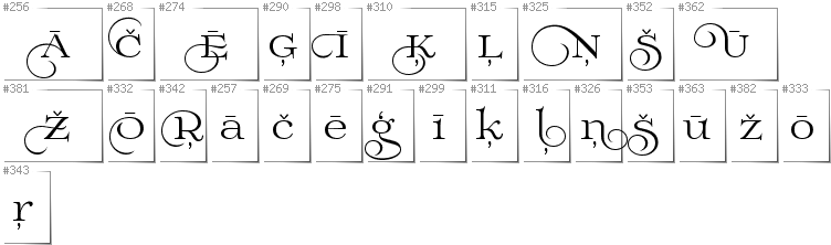 Latvian - Additional glyphs in font Prida02Calt