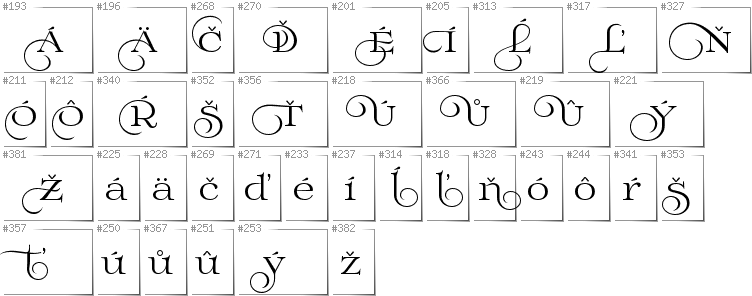 Slowakisch - Zusätzliche Zeichen in der Schrift Prida02Calt