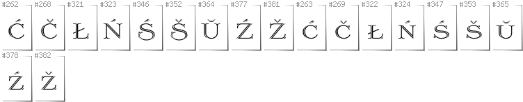 Belarusan Lacinka - Additional glyphs in font Prida36