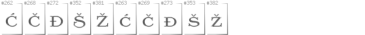 Bosnian - Additional glyphs in font Prida36
