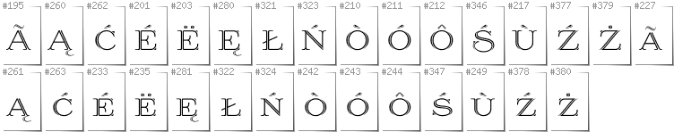 Kashubian - Additional glyphs in font Prida36