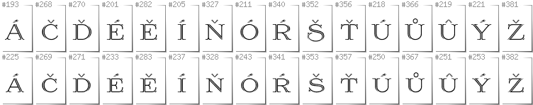 Tschechisch - Zusätzliche Zeichen in der Schrift Prida36