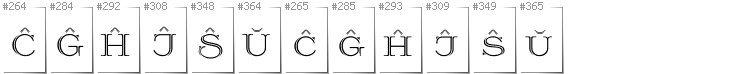 Esperanto - Additional glyphs in font Prida36