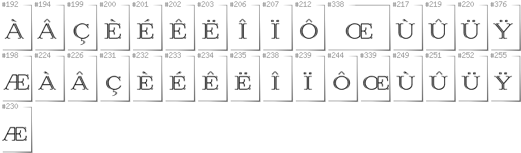 French - Additional glyphs in font Prida36