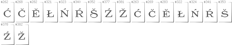 Upper Sorbian - Additional glyphs in font Prida36