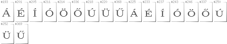 Hungarian - Additional glyphs in font Prida36