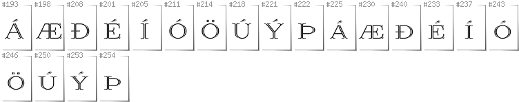 Icelandic - Additional glyphs in font Prida36