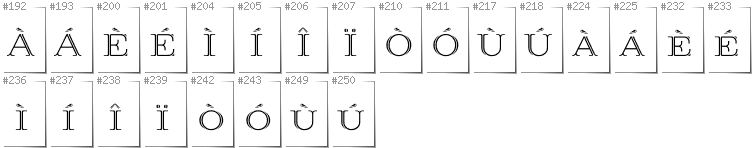 Italian - Additional glyphs in font Prida36