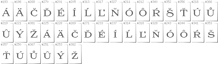 Slowakisch - Zusätzliche Zeichen in der Schrift Prida36