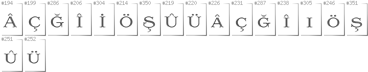 Turkish - Additional glyphs in font Prida36