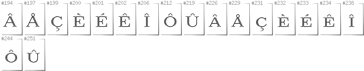 Walloon - Additional glyphs in font Prida36