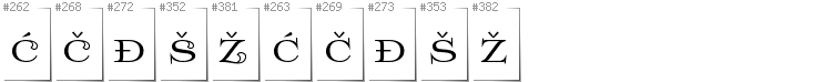 Bosnian - Additional glyphs in font Prida61