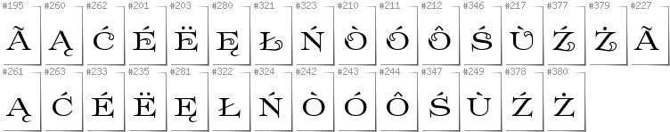 Kashubian - Additional glyphs in font Prida61