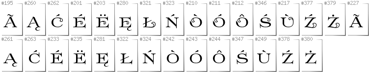 Kaszubski - Dodatkowe glify w foncie Prida61