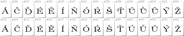 Czech - Additional glyphs in font Prida61