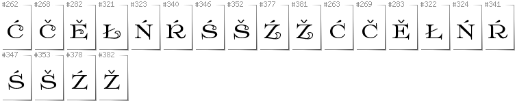 Lower Sorbian - Additional glyphs in font Prida61